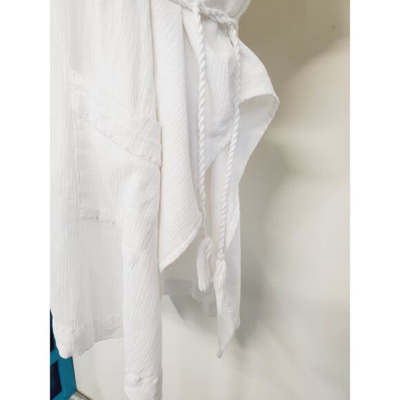 Free People Dress Womens Xs Oversized SHIFT White Mini Beach Cover-Up Tassels - Picture 4 of 14